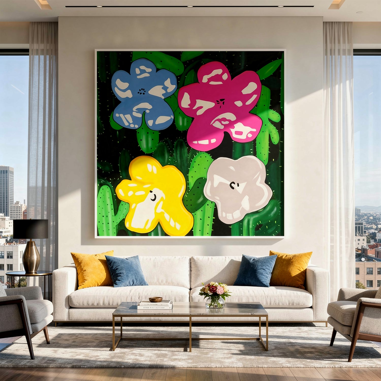 Flowers for Andy Styled in Modern Interior Setting | Floral Pop Art by Mofisto