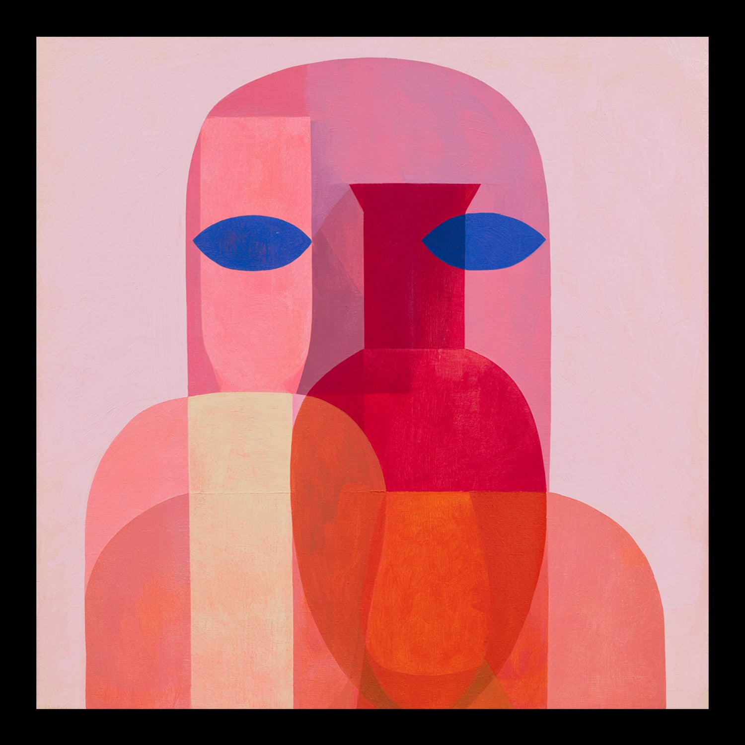 Another Glass, Another Vase Original Hand-Painted Artwork | Cubist Figurative Geometric Pink Mixed Media on Canvas | Mofisto
