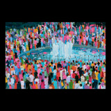 Bubble Time in Summer Original Hand-Painted Artwork | Colourful Figurative Impressionist Crowd Mixed Media on Canvas | Mofisto