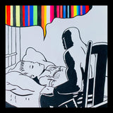I Dream in Color Original Hand-Painted Artwork | Figurative Pop Art Black and White Mixed Media on Canvas | Mofisto
