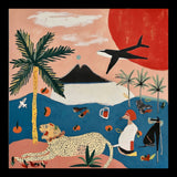 Island Dreaming Original Hand-Painted Artwork | Tropical Leopard Mixed Media on Canvas | Mofisto