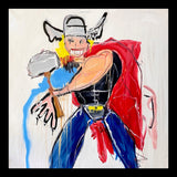 Rhymes with Whore Original Hand-Painted Artwork | Figurative Pop Art Thor Marvel Mixed Media on Canvas | Mofisto