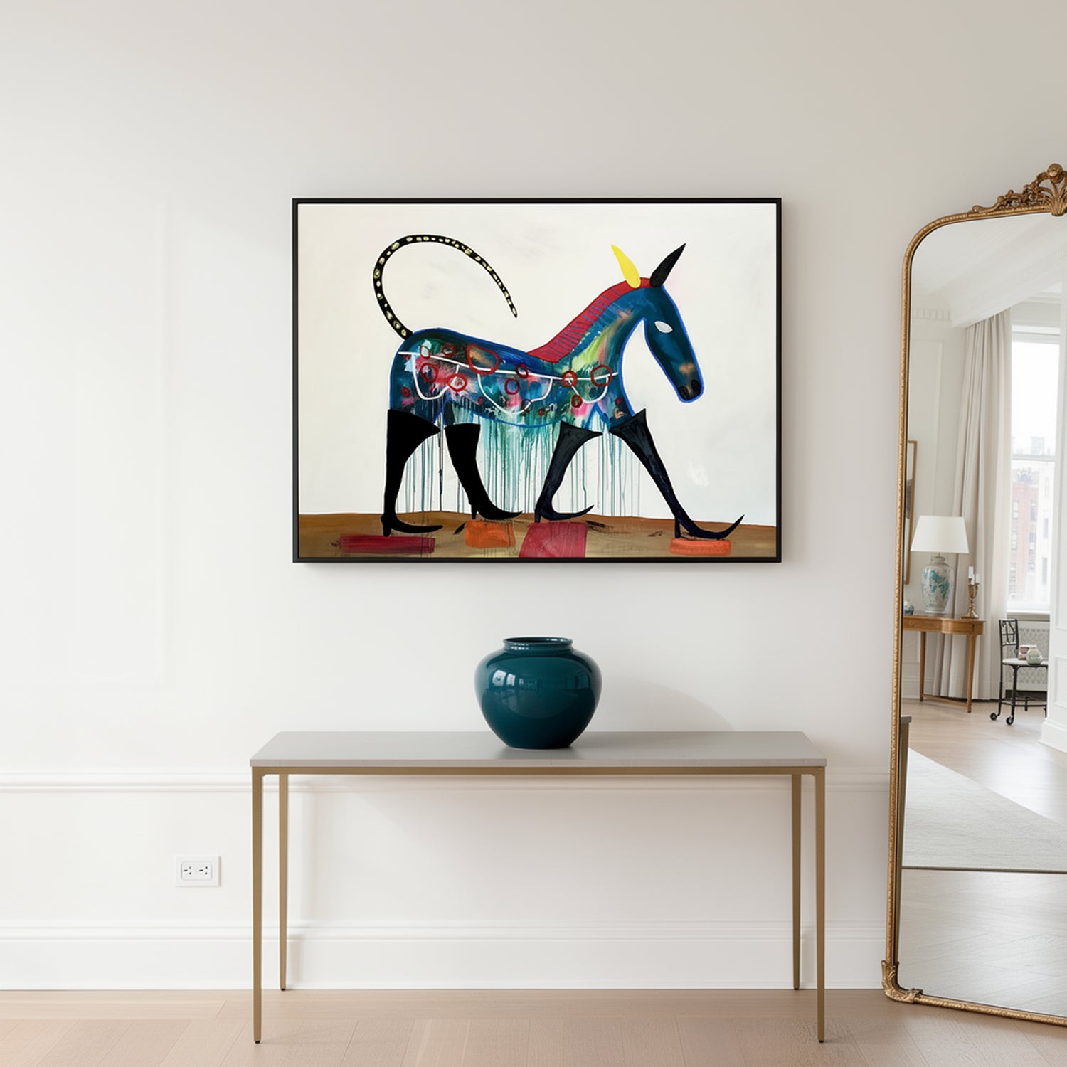 Stay on the Path Small Format Original Painting | Figurative Folk Art Mixed Media | Mofisto