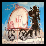 Caravan of Courage Original Hand-Painted Artwork | Equestrian Neo-Expressionist Mixed Media on Canvas | Mofisto